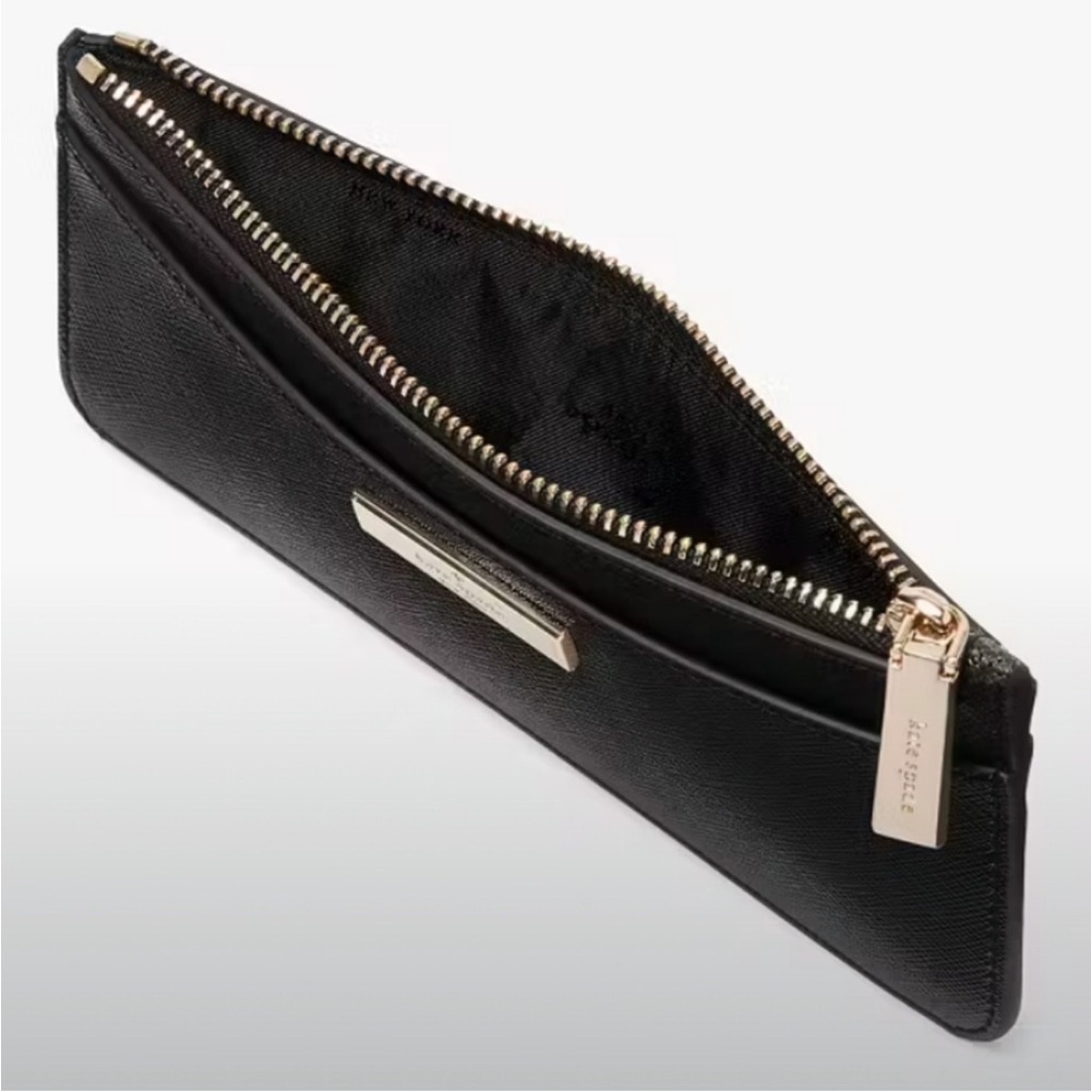 Kate Spade Kenzie Saffiano Large Slim Wallet Card Case Cardholder Black NWT - Picture 2 of 4